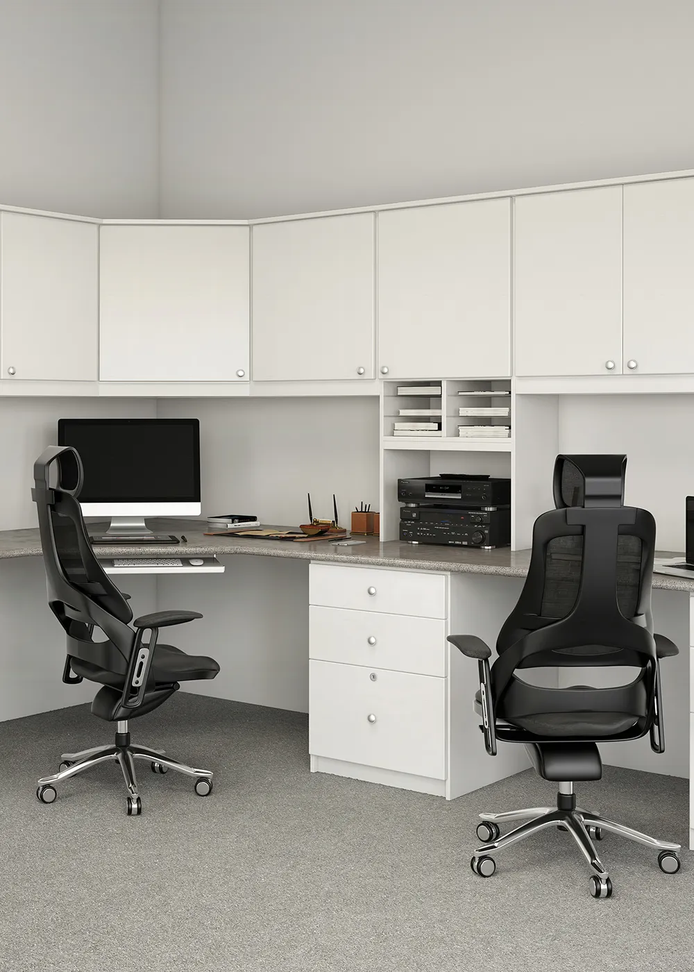 Closets by Design Modern Commercial Office in Light Teak finish