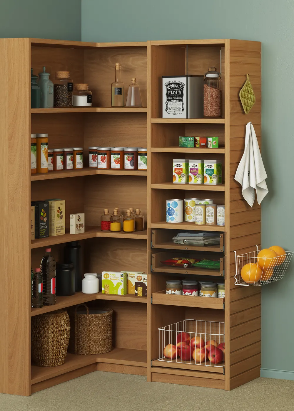 Closets by Design Contemporary Pantry in Hard Rock Maple finish