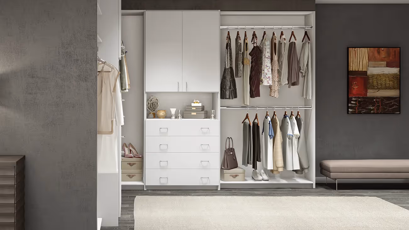 Closets by Design Walk in Closet in Regency Finish