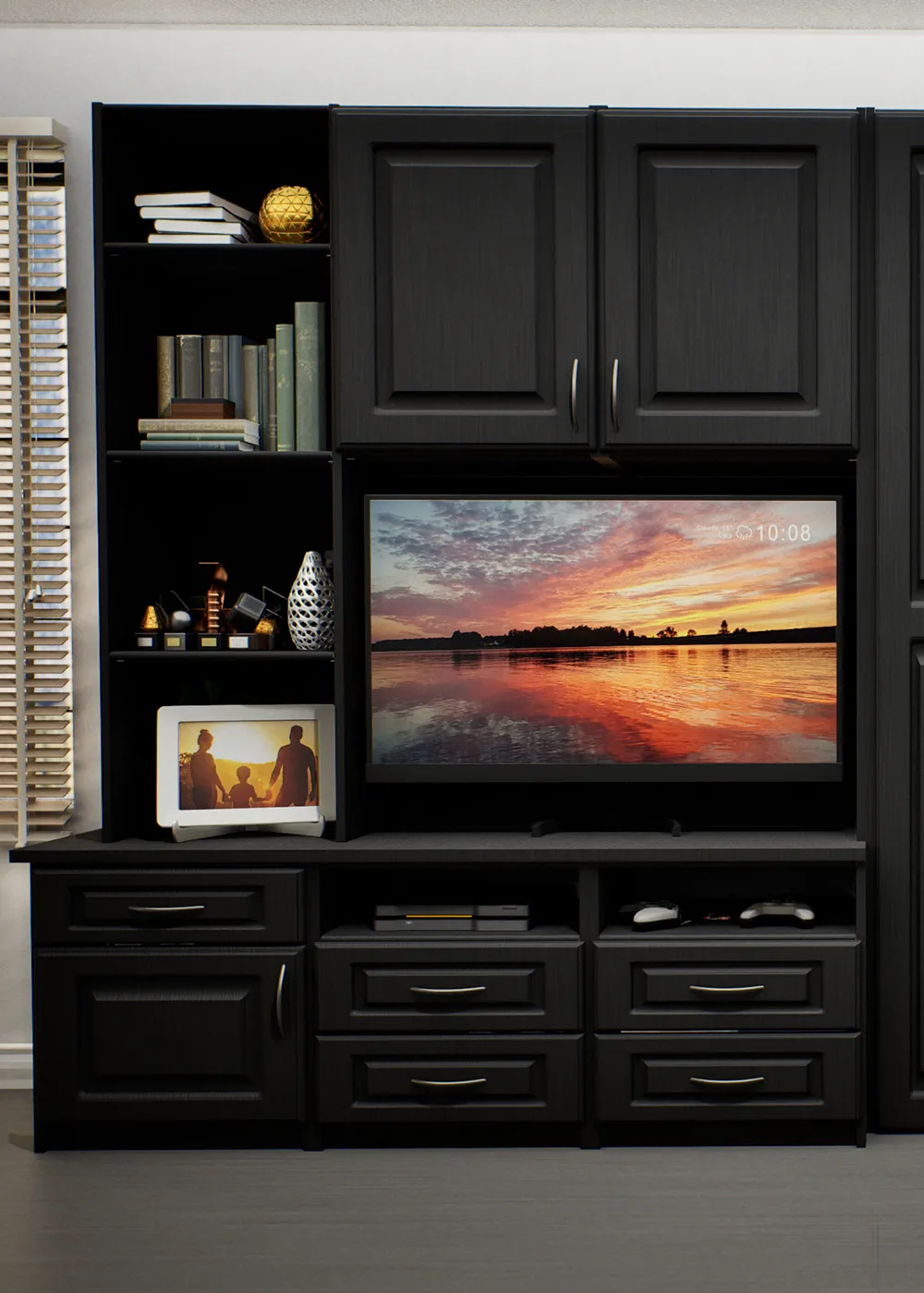 Closets by Design Entertainment Center in Onyx Brio Finish