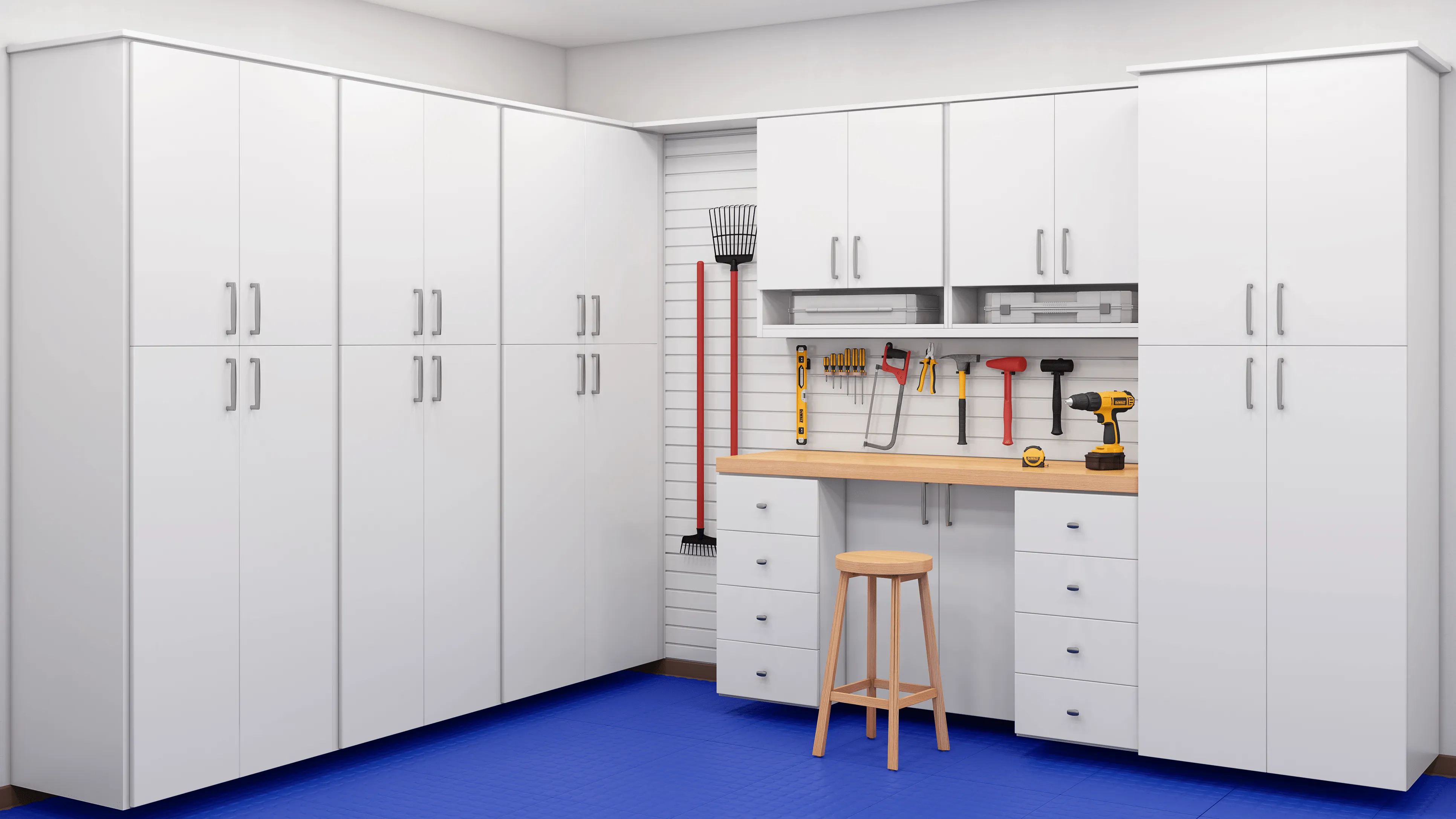 Closets by Design Modern Industrial Garage in White Classic finish