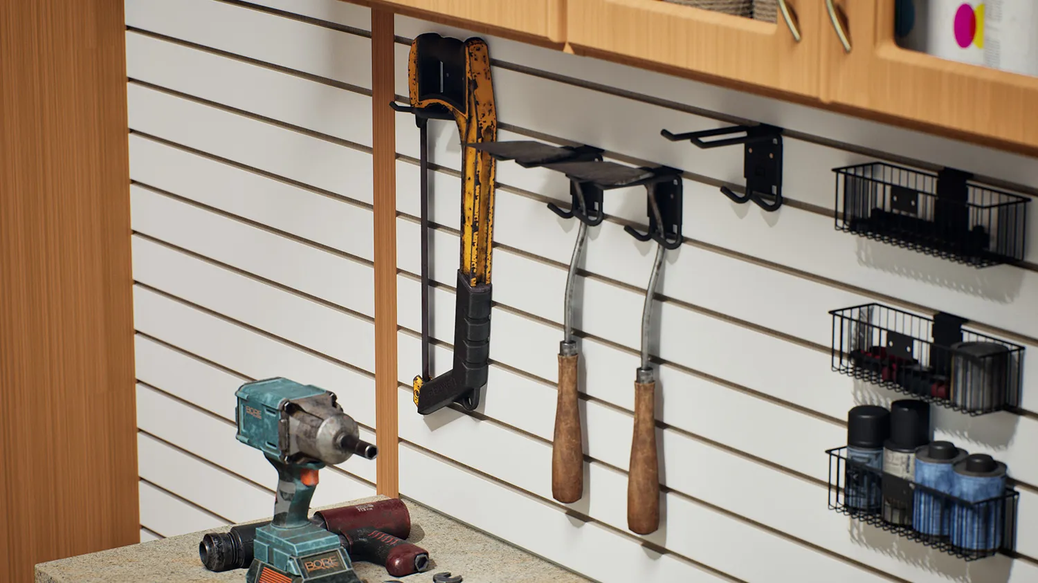 Heavy-duty hooks and accessory kits safely hold substantial weight and keep gear off the floor.