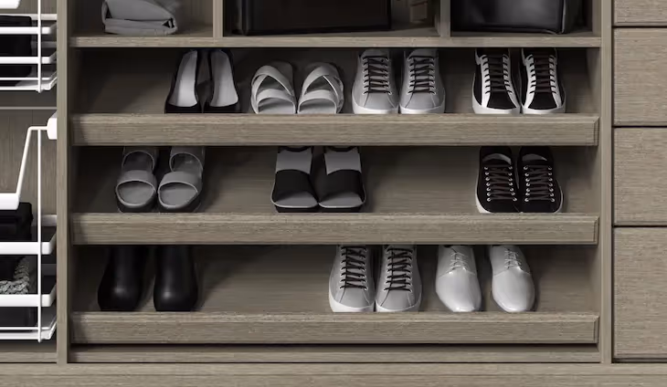 Closets by design custom shoe shelf