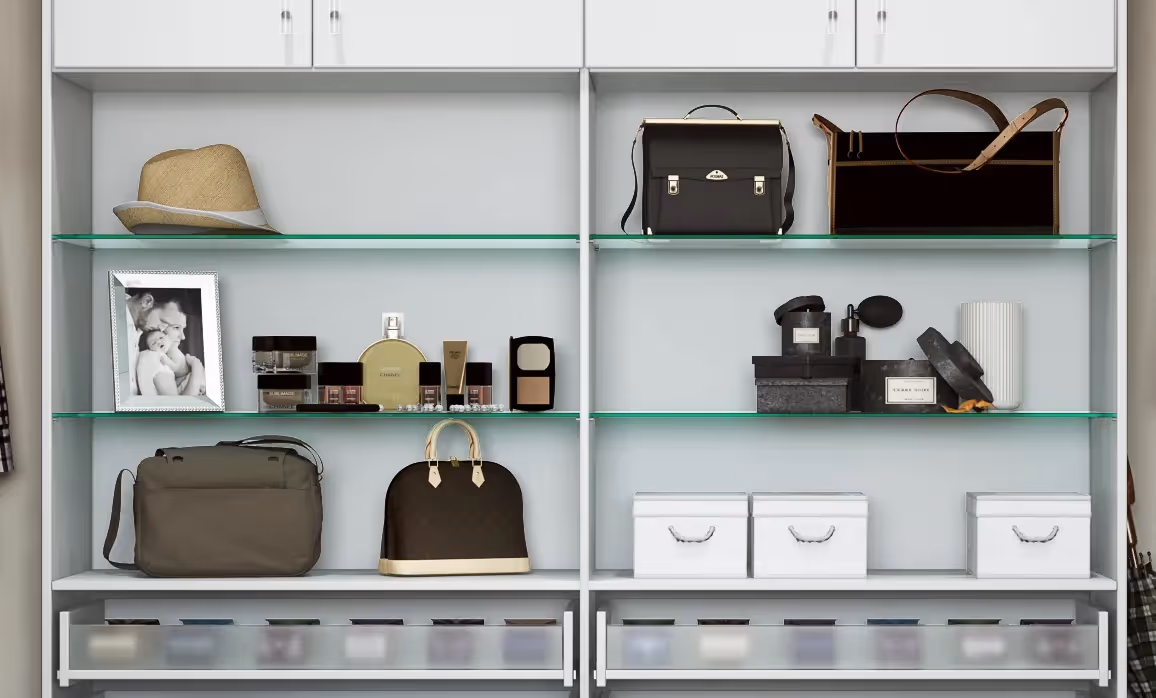 closets by design glass shelf