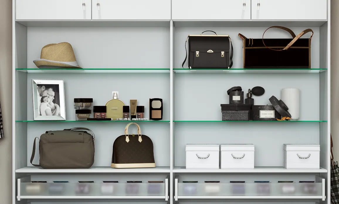 closets by design glass shelf