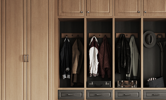 Closets by design mudroom drawer and doors