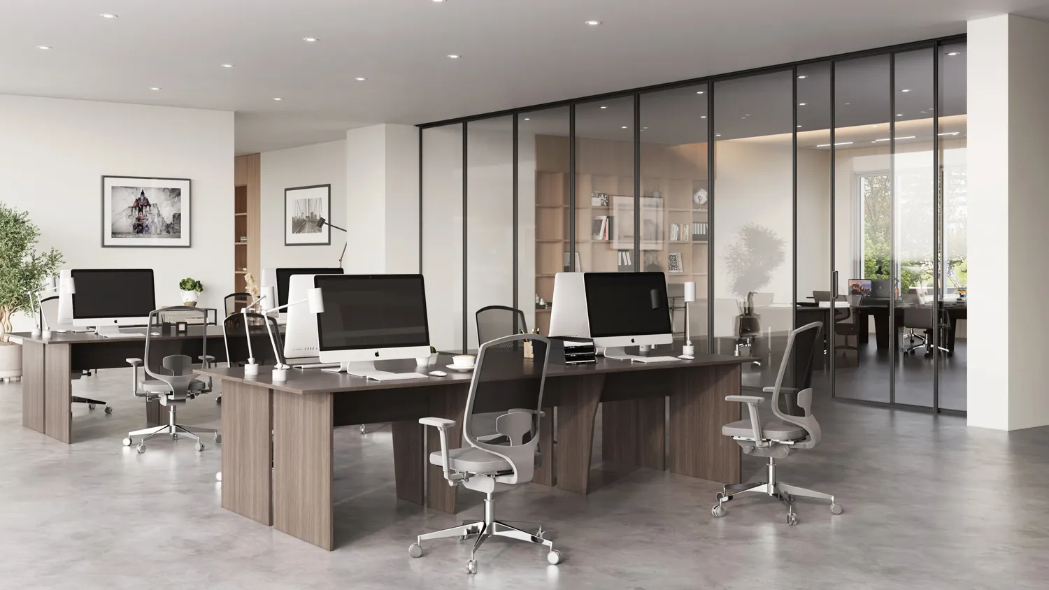 Closets by Design Modern Home Office in Light Teak finish