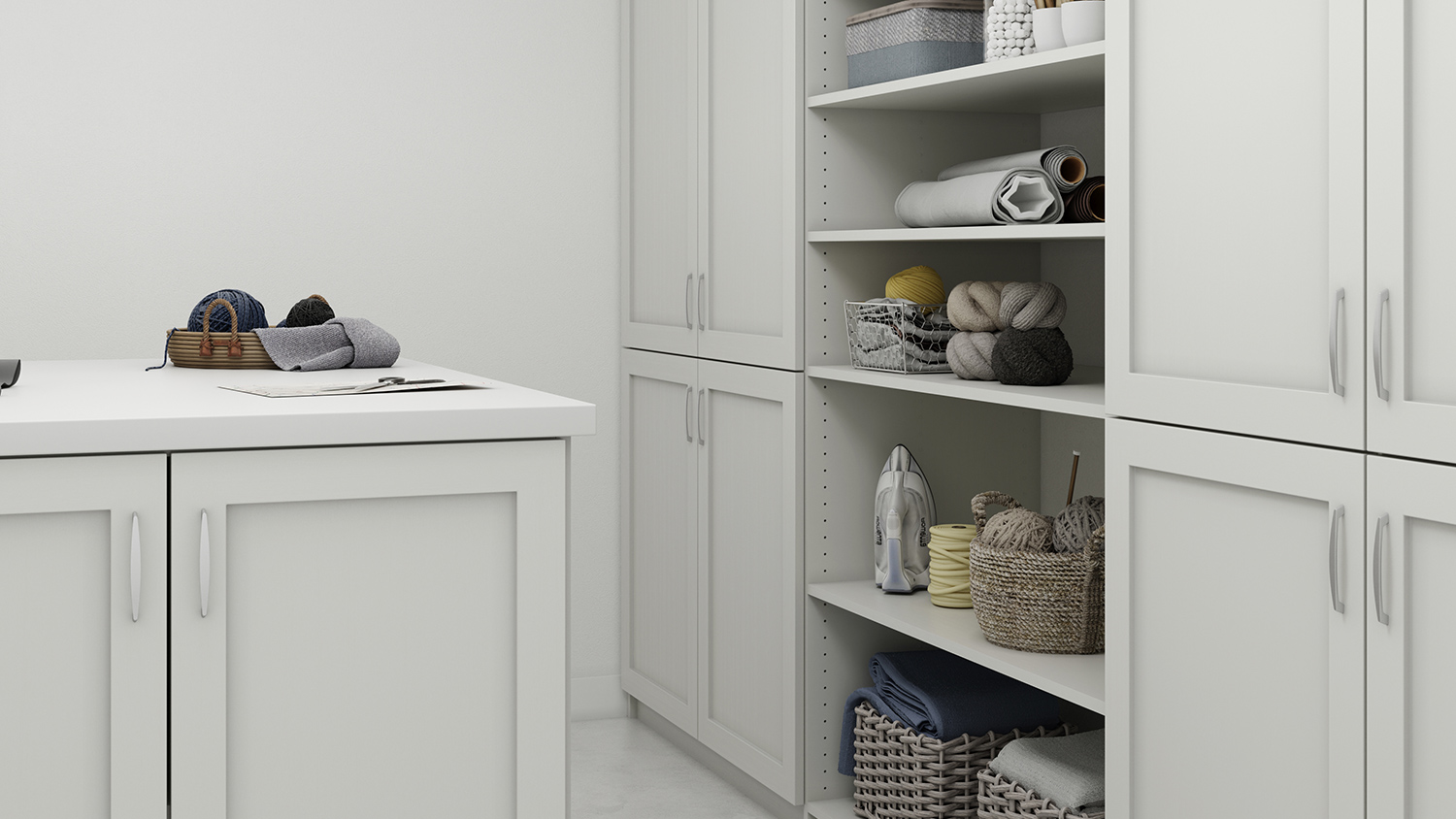 Countertops, shelves, and cabinets that flex with your tools.