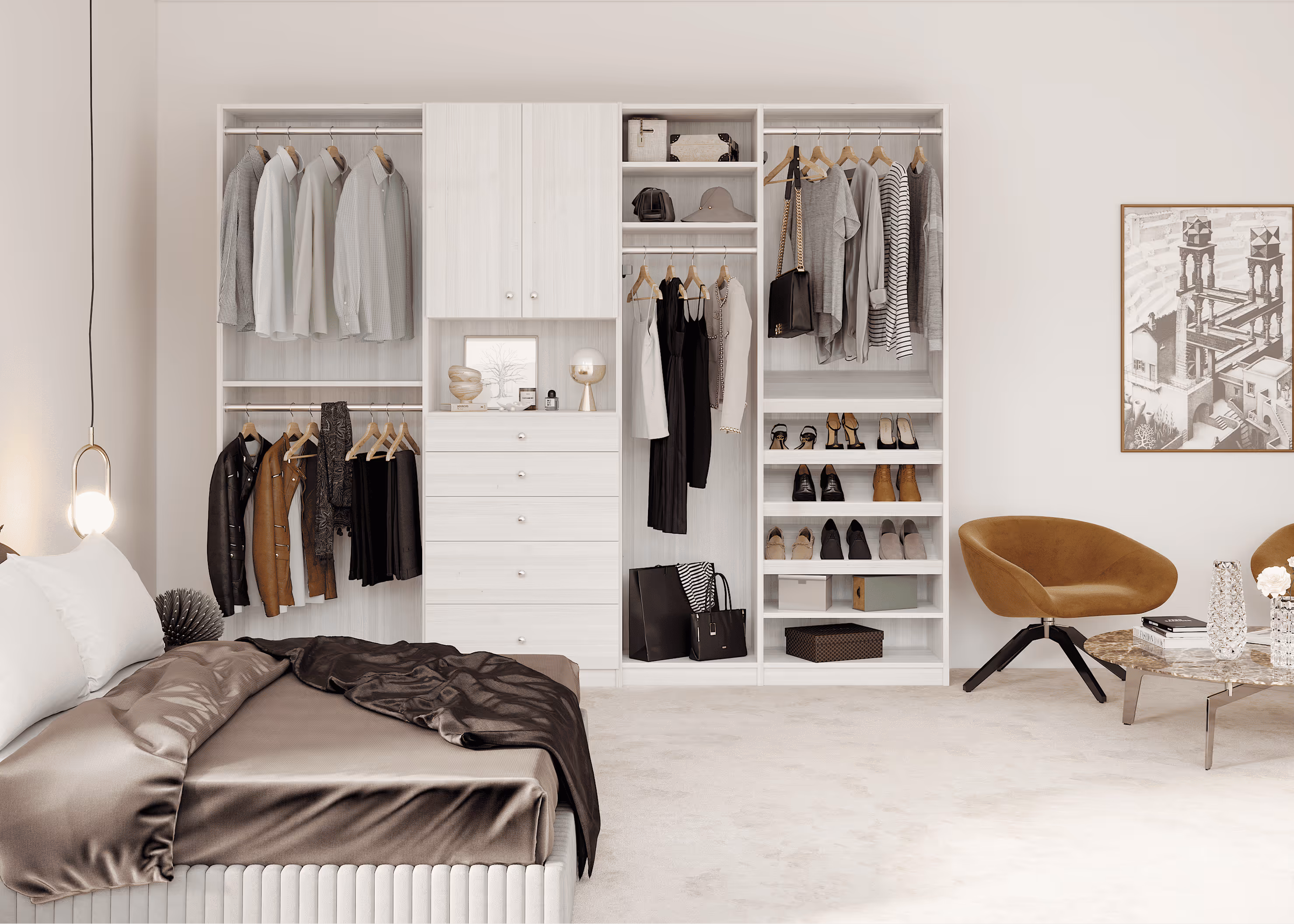 Closets by Design Modern Reach In Closet in Latitude White Brio finish