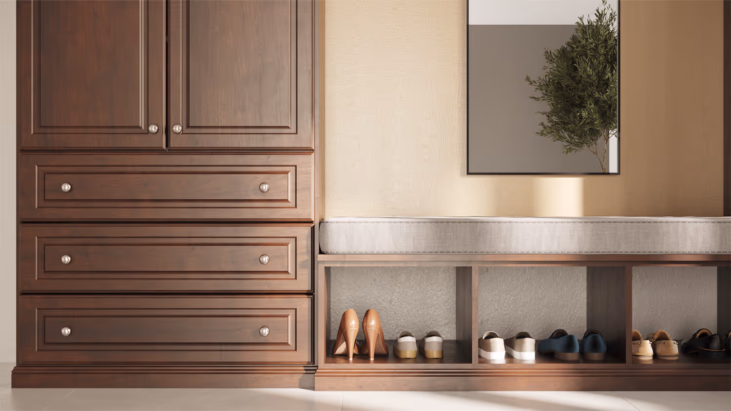 Easy-to-clean cubbies and compartments for all-weather gear.