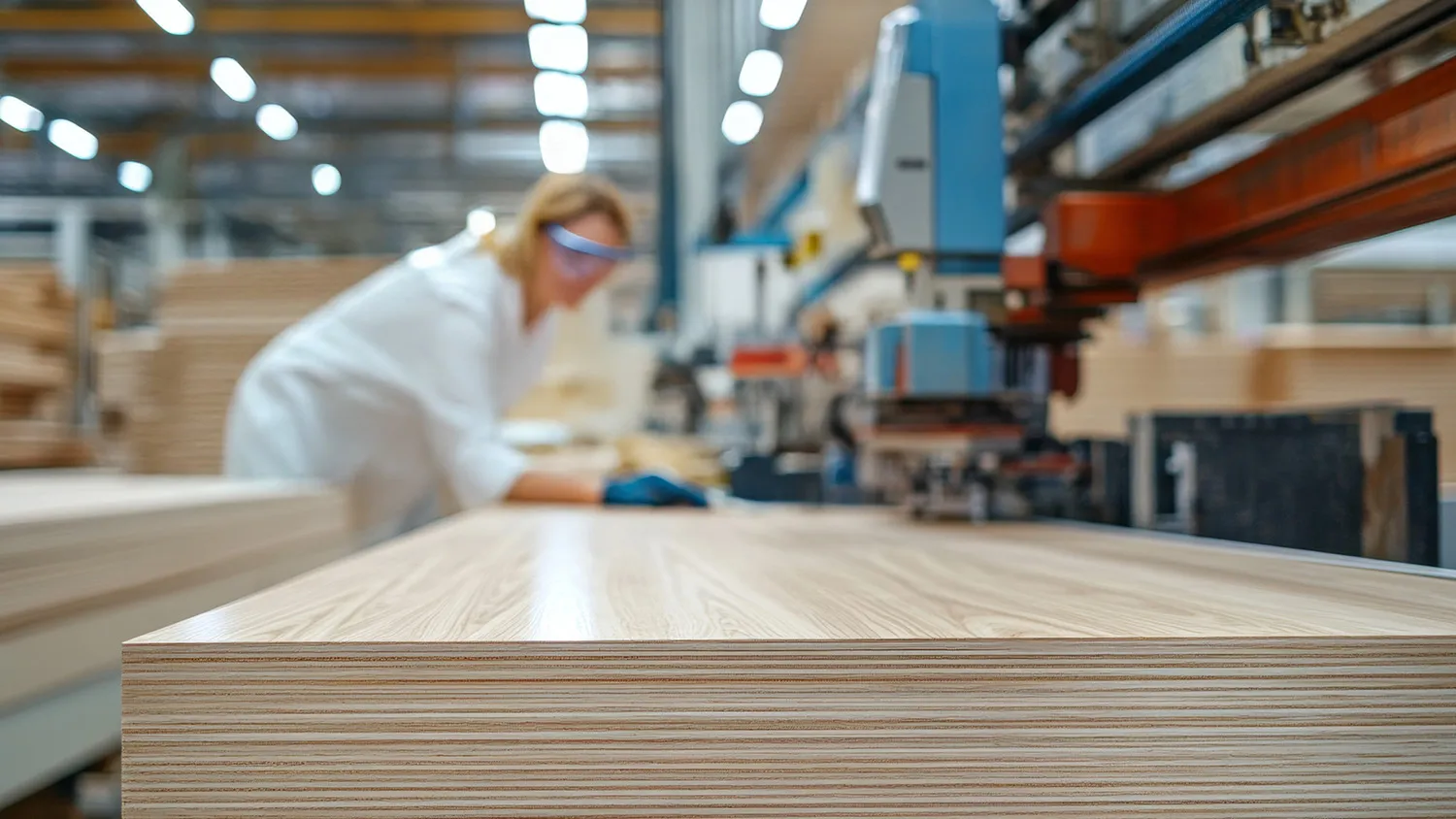 woman measuring wood