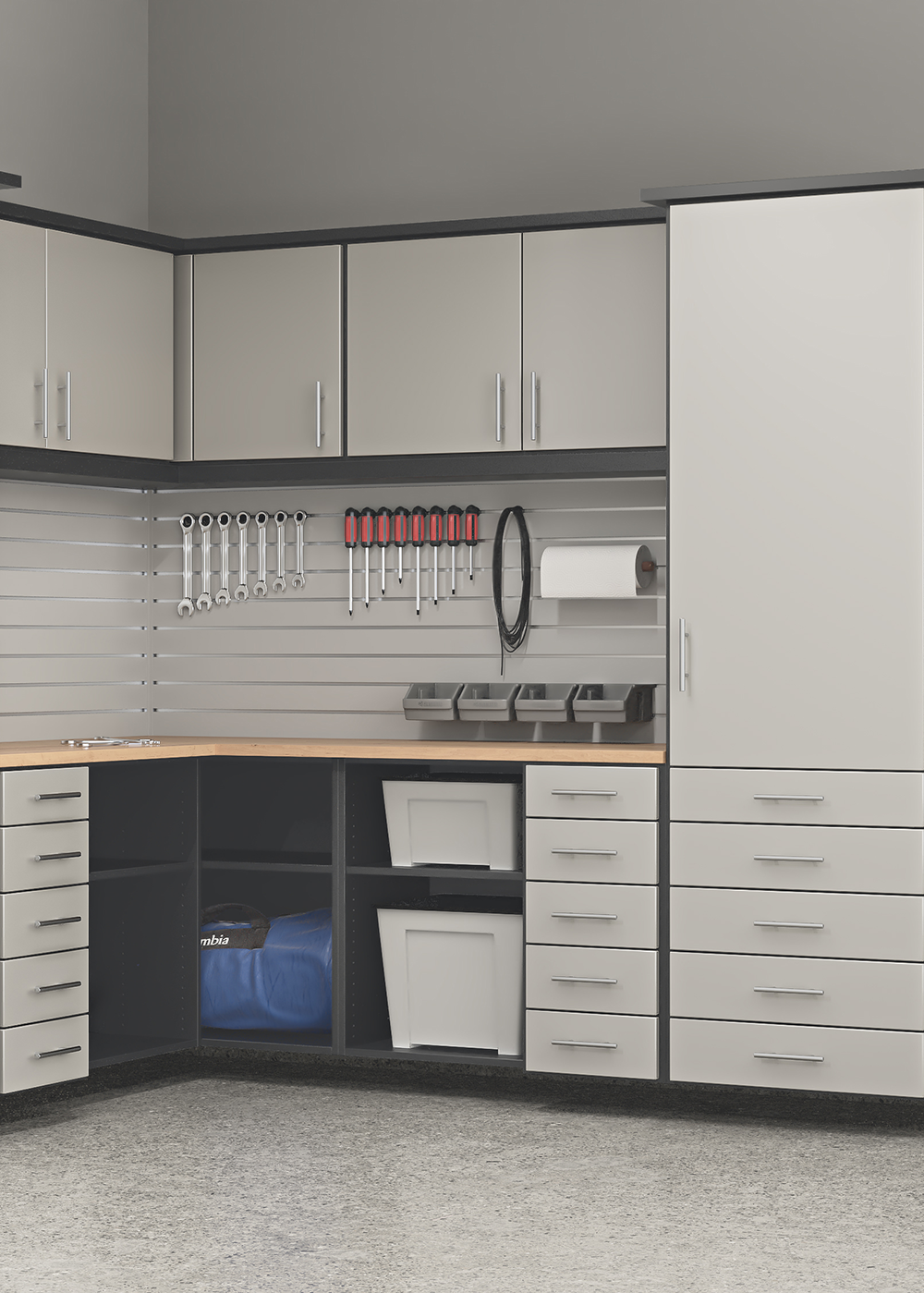 closets by design modern garage black chrome
