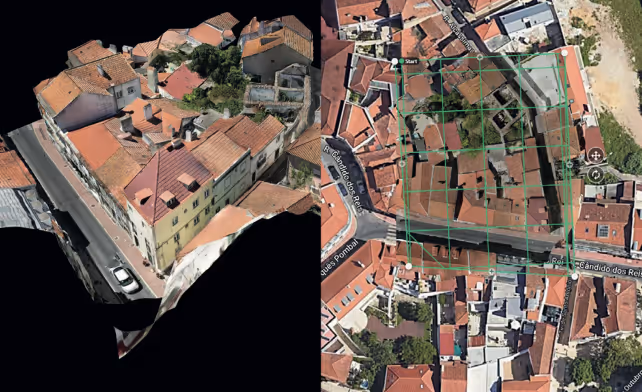 Satellite view of Portuguese city.