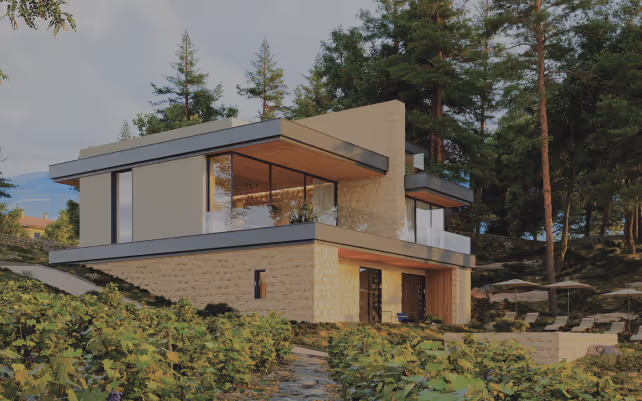 Modern house landscape.