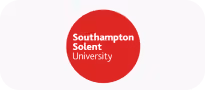 Southampton Solent University logo inside a red circular background