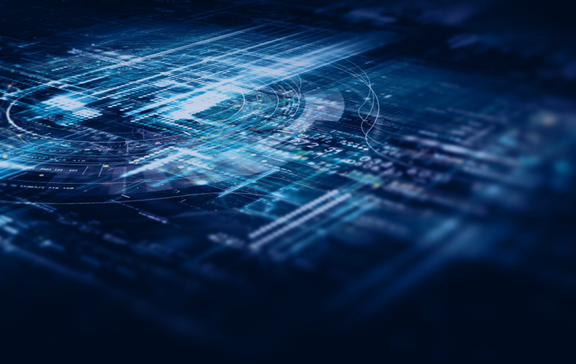 A navy blue Audi car set against a landscape.