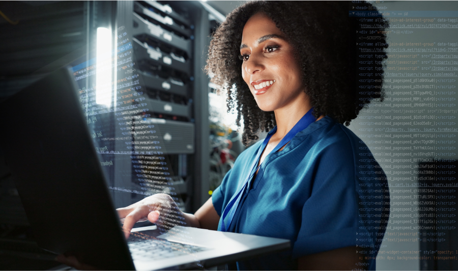 A man driving a car with blue lights illuminated, focused on the road ahead.