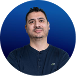 Portrait of Rahul Chhabra, VP, Head of Business Development WE & Asia, on solid blue background