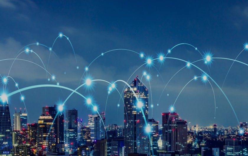 A navy blue Audi car set against a landscape.