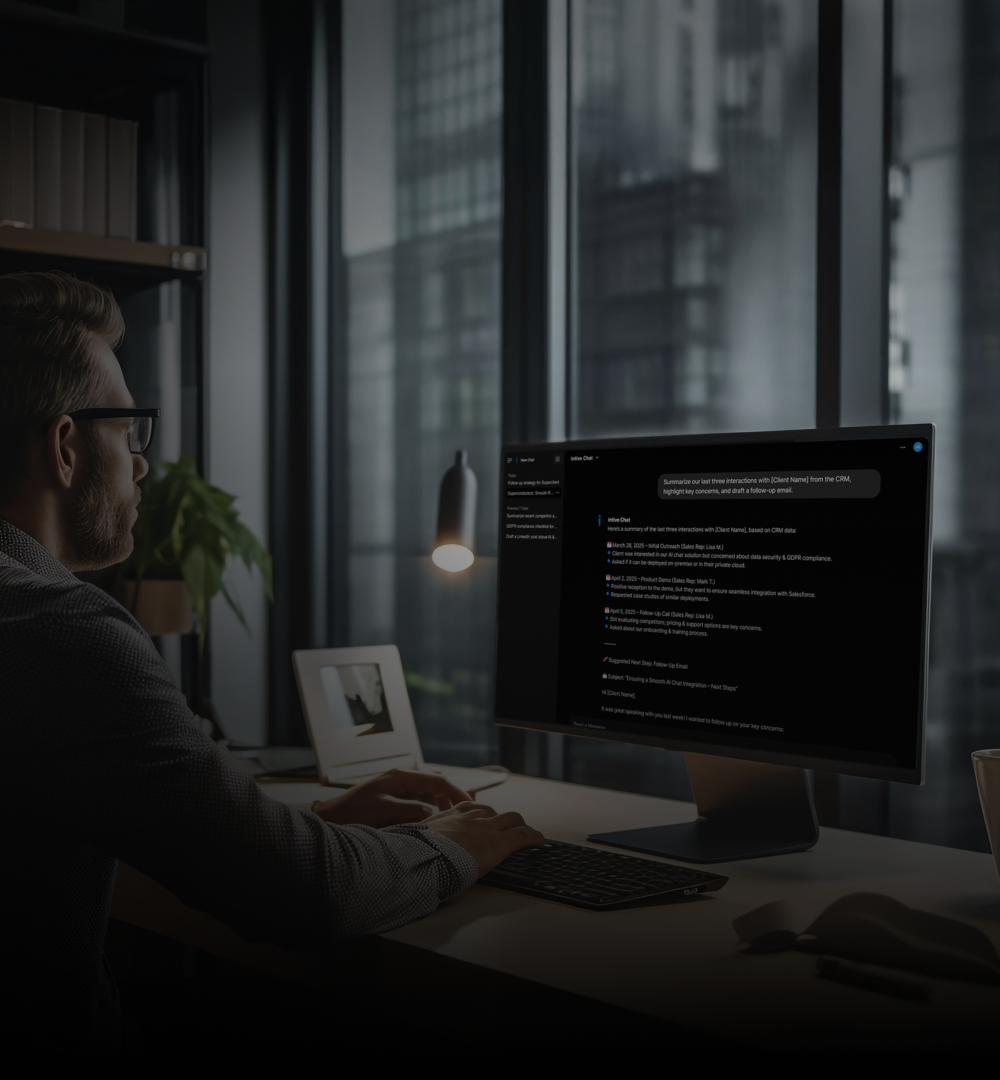 A car navigates a snowy road at night, illuminated by headlights against the dark, wintry landscape.