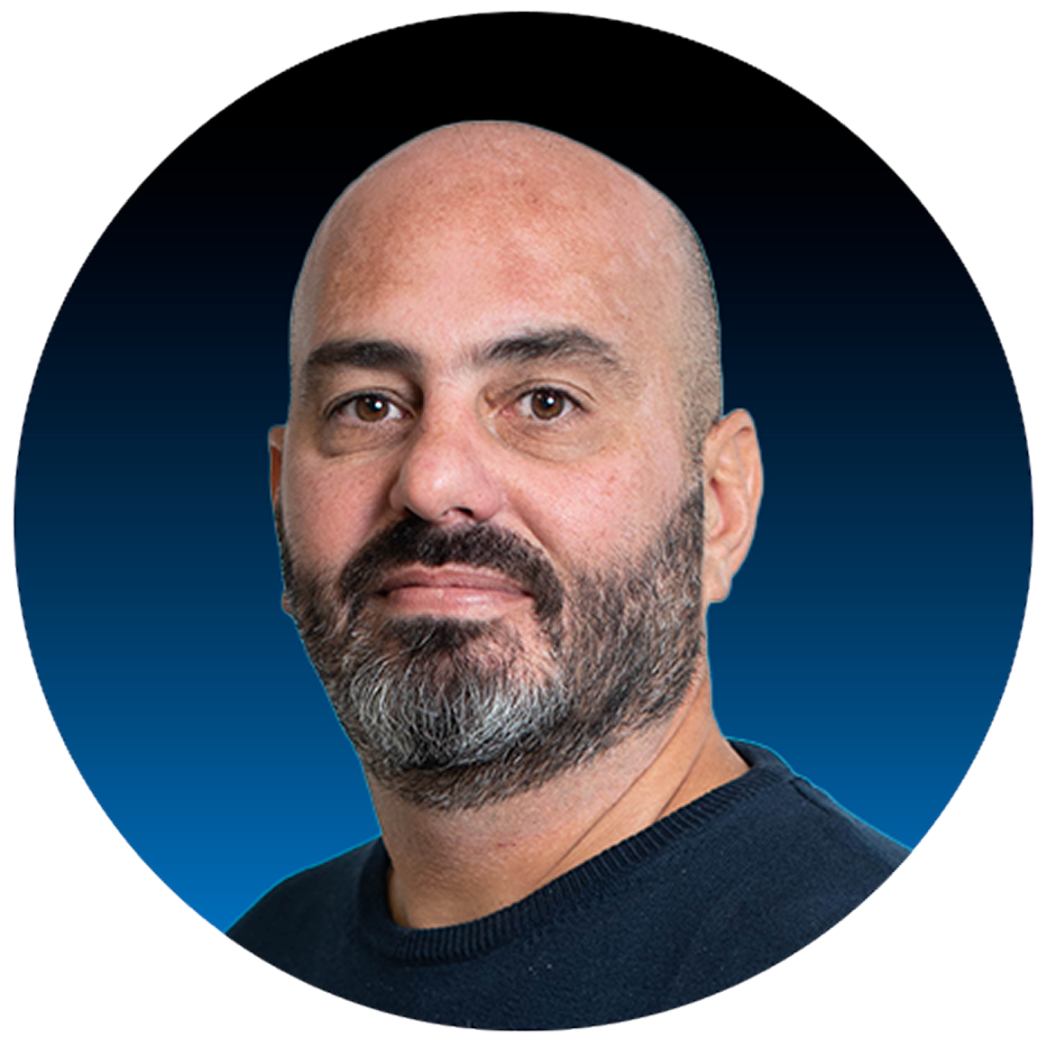Portrait of Rahul Chhabra, VP, Head of Business Development WE & Asia, on solid blue background