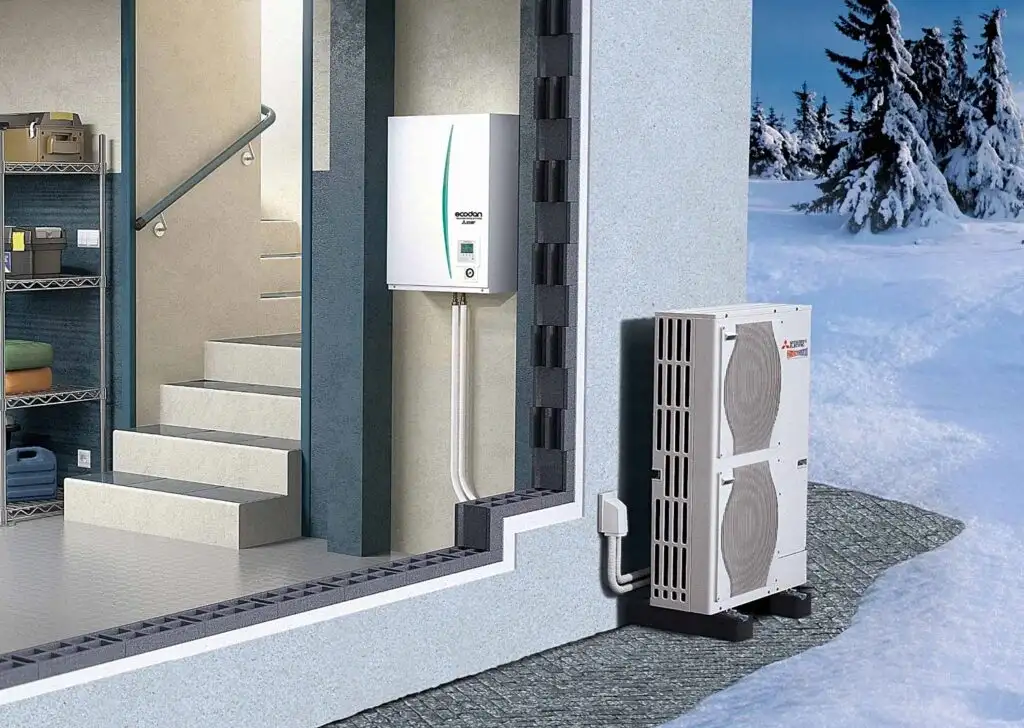 Pompe à Chaleur Mitsubishi décor hivernale