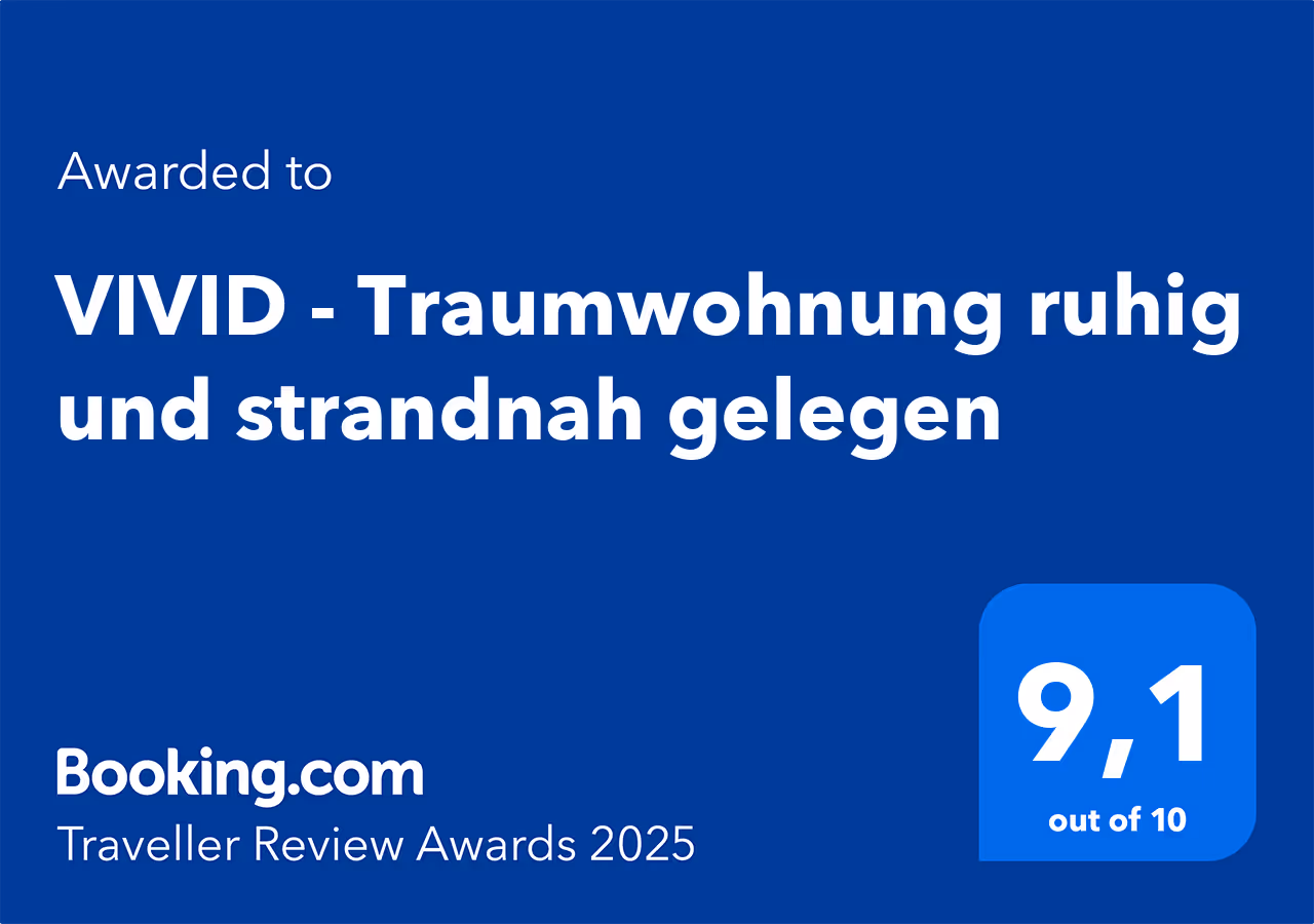 Traveller Review Awards Gewinner 2025 - VIVID -Traumwohnung ruhig und strandnah gelegen