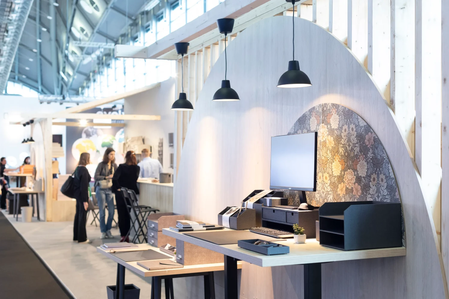 Bigso exhibition booth at Ambiente trade fair 2024/2025, showcasing sustainable desk organizers, storage boxes, and office accessories in modern Scandinavian design.