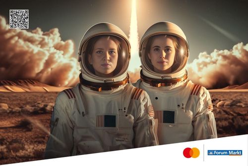 2 Personen mit Raumanzug