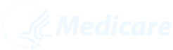 Medicare wordmark in blue italic font with a circular dotted design to the left.