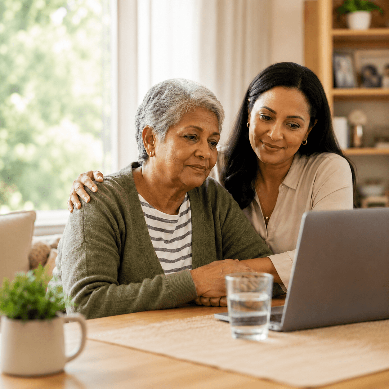 elderly woman with mental health symptoms of UTI receiving telehealth care