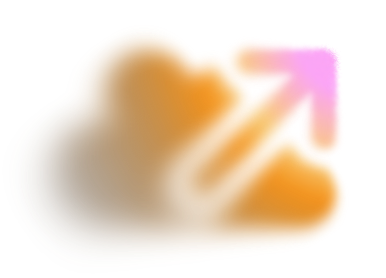 Nuage orange avec une flèche pointant vers le haut à droite, représentant une augmentation ou une croissance dans le cloud.
