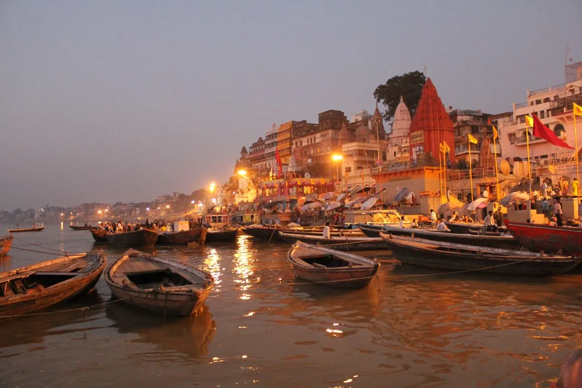 Spiritual yoga setting on the ghats of Varanasi