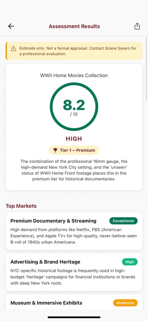 Scene Savers APP screens