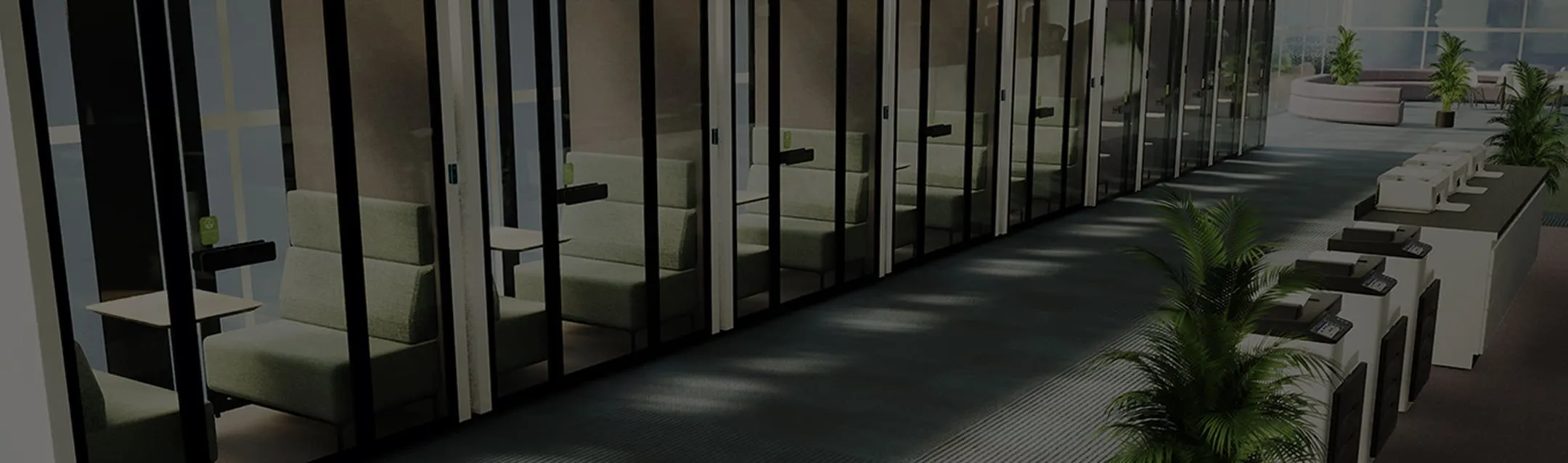 A row of chairs sitting next to each other in a room.