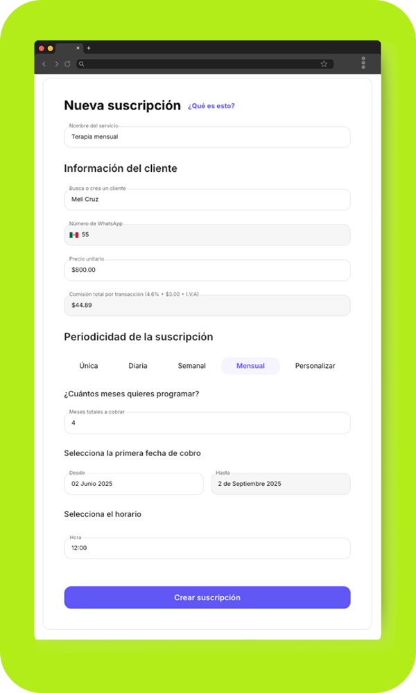 Crea cobros con Chain