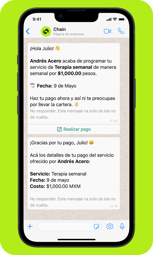 Crea cobros con Chain