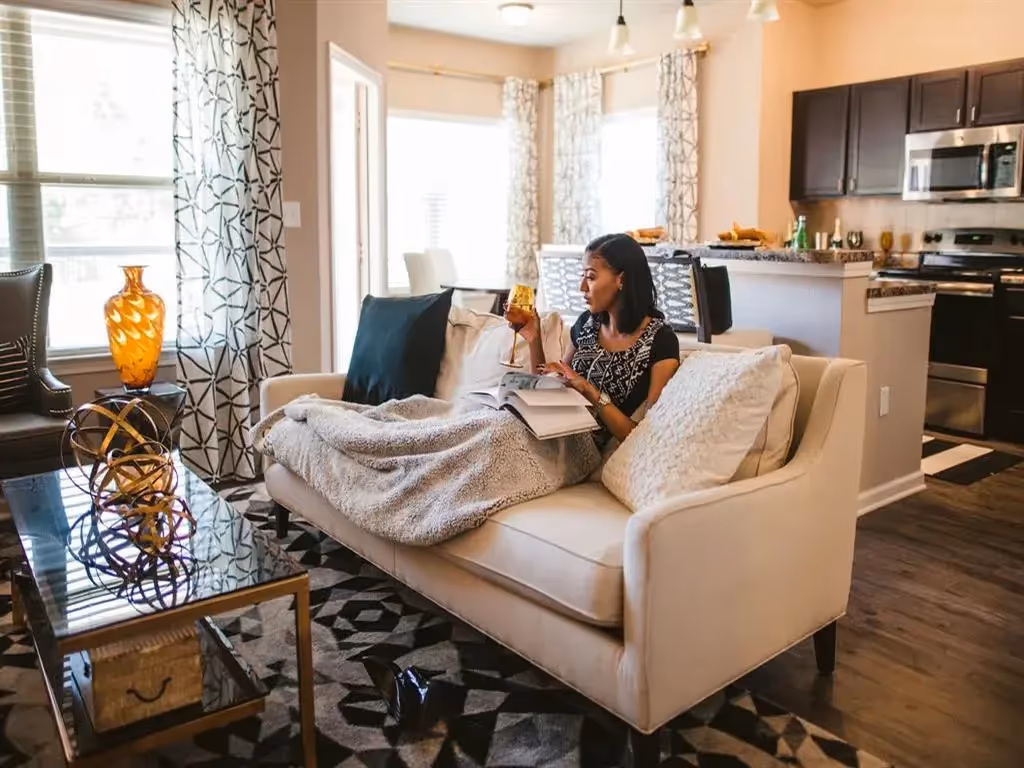 Woman sitting on couch