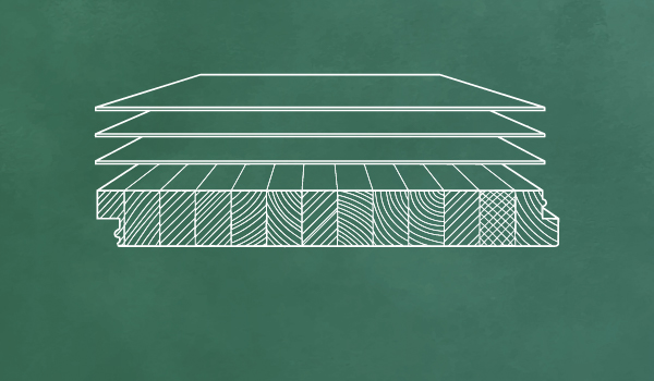 Exploded drawing showing the layers of a composite trailer floor.