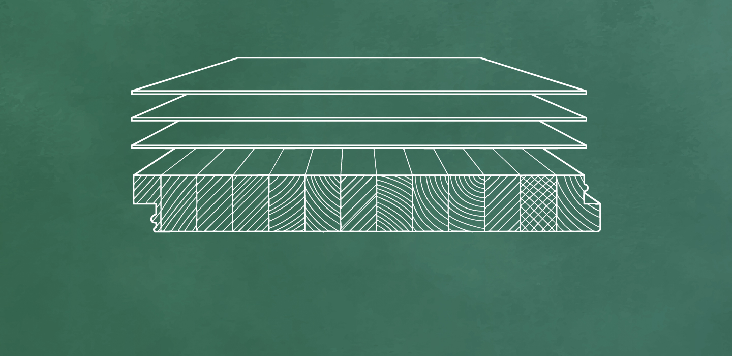 Exploded drawing showing the layers of a composite trailer floor.