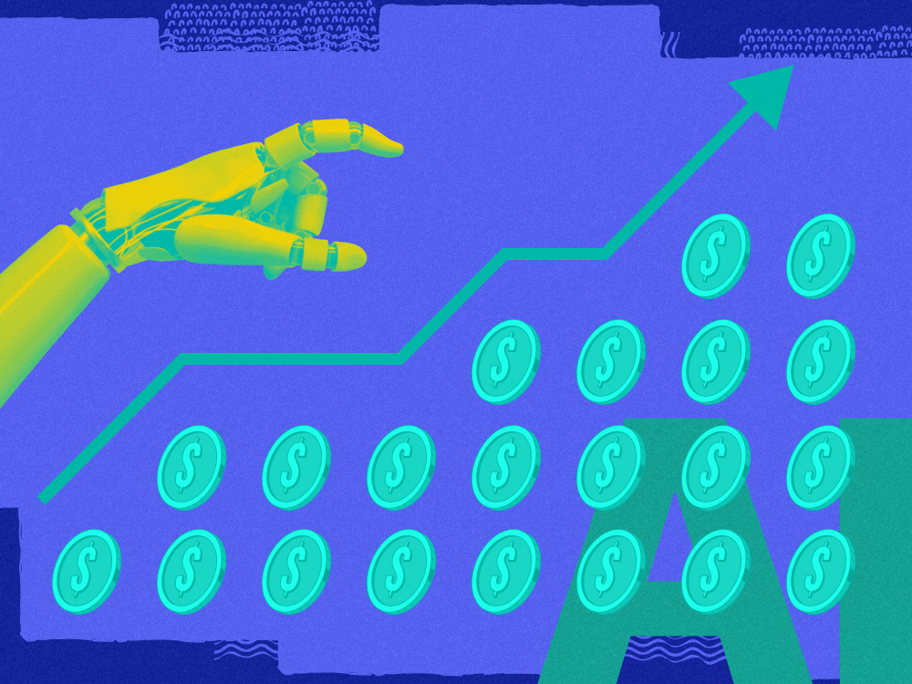 An image showing a trending up in AI funding