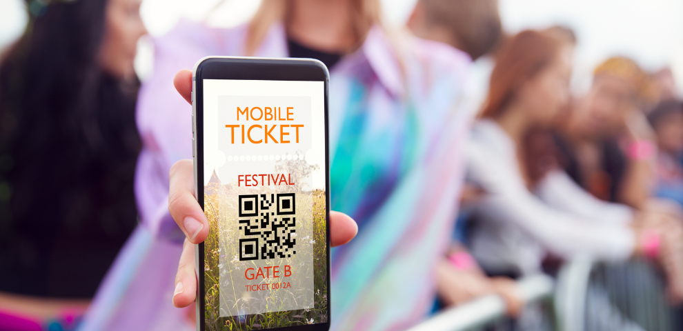 Smartphone screen displaying a digital concert ticket