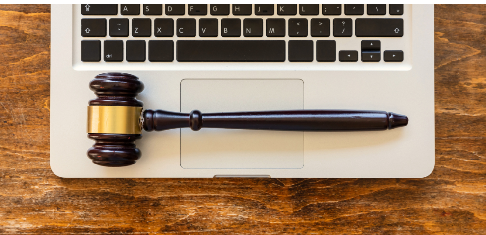 Gavel on top of a laptop