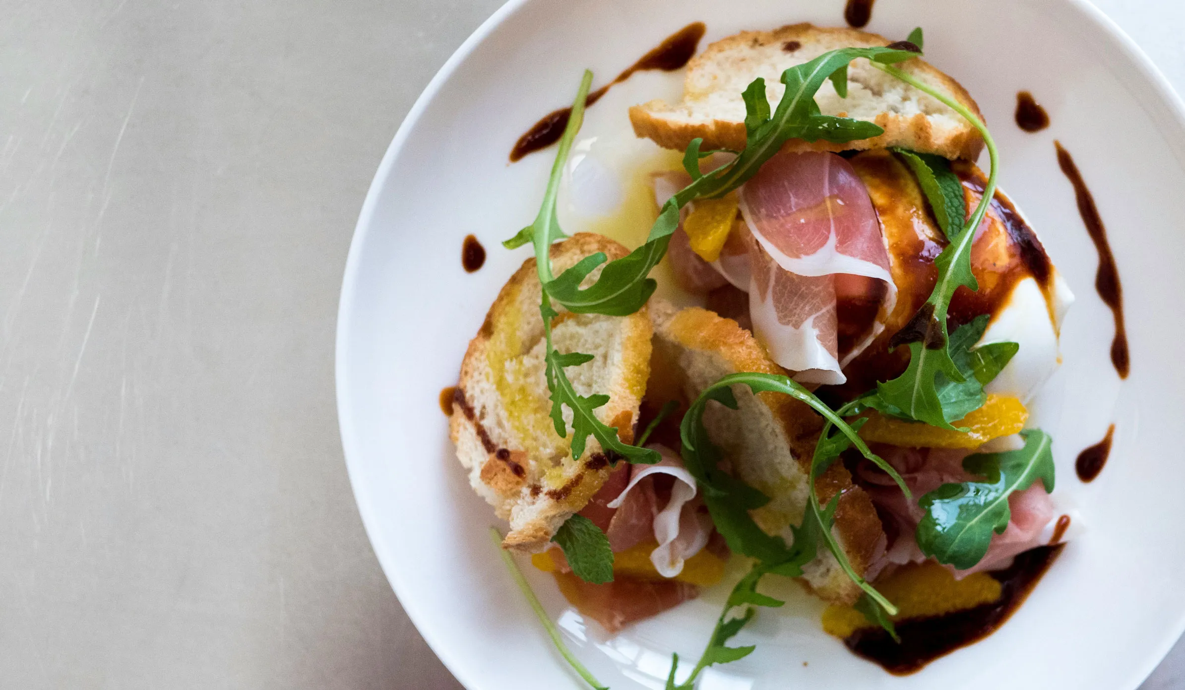 A food dish with bread