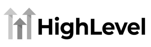 HighLevel logo with three upward-pointing arrows to the left of the text.