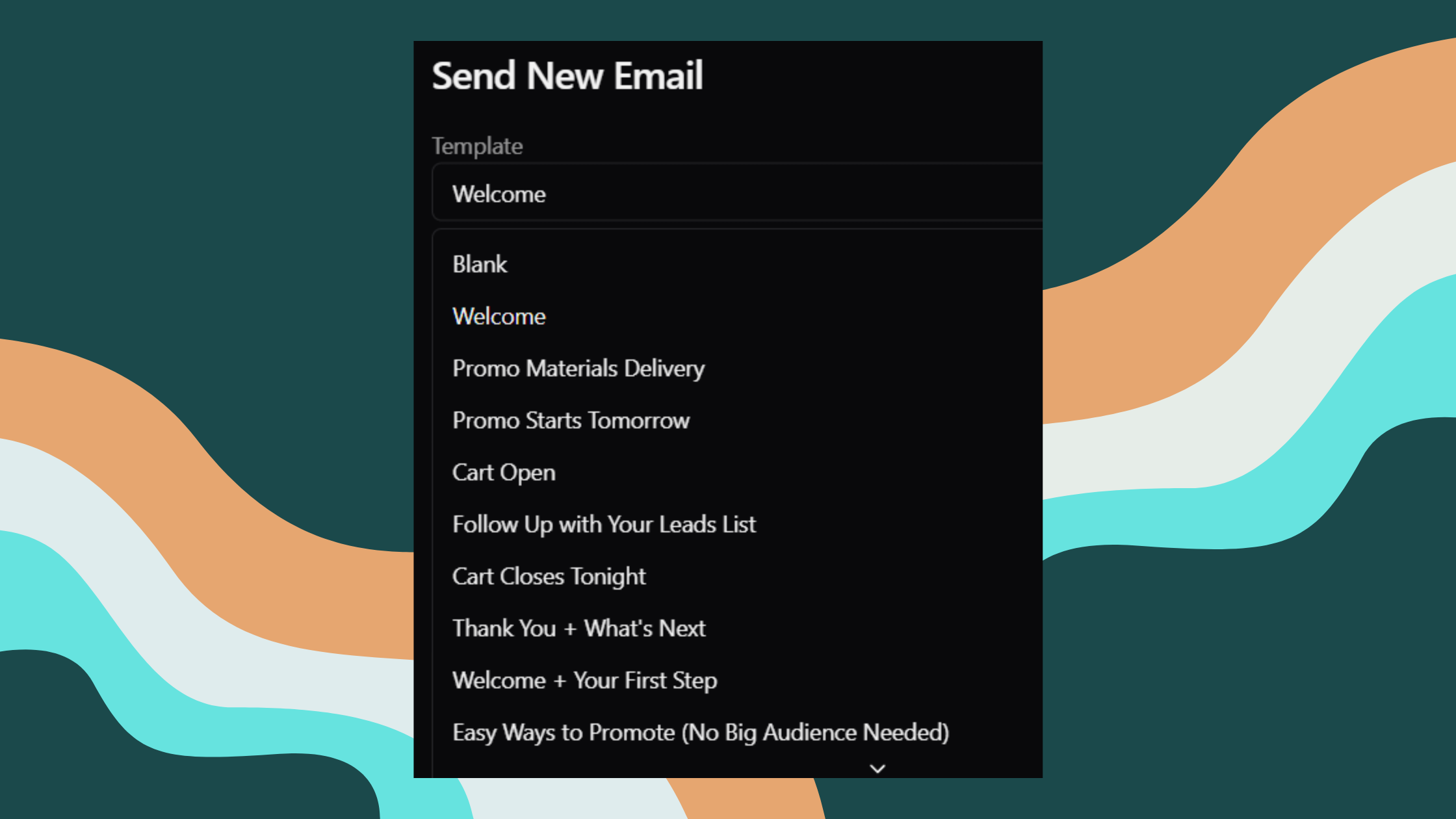A screenshot of the list of email templates available inside Rootabl.