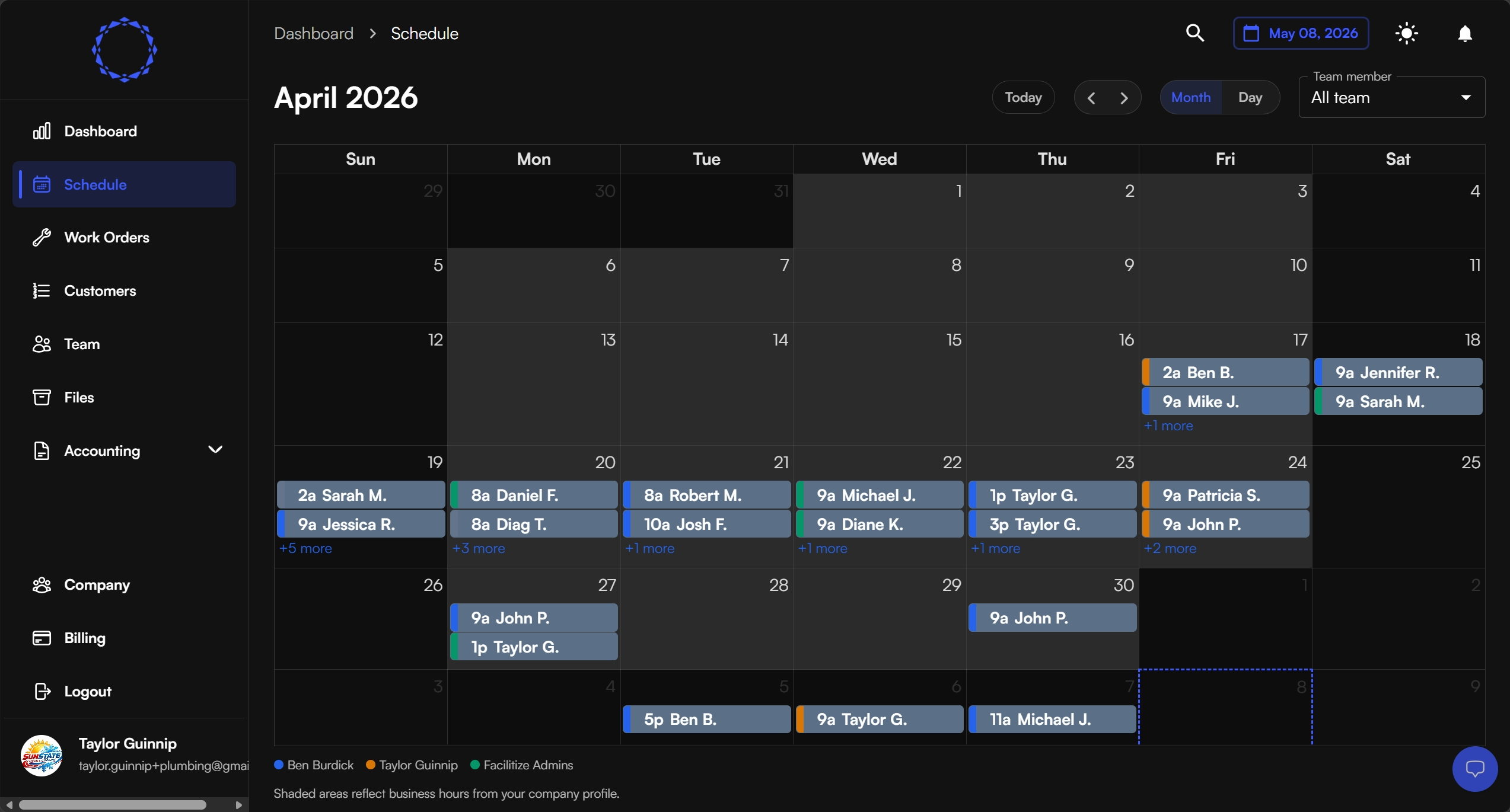 Facilitize schedule month view