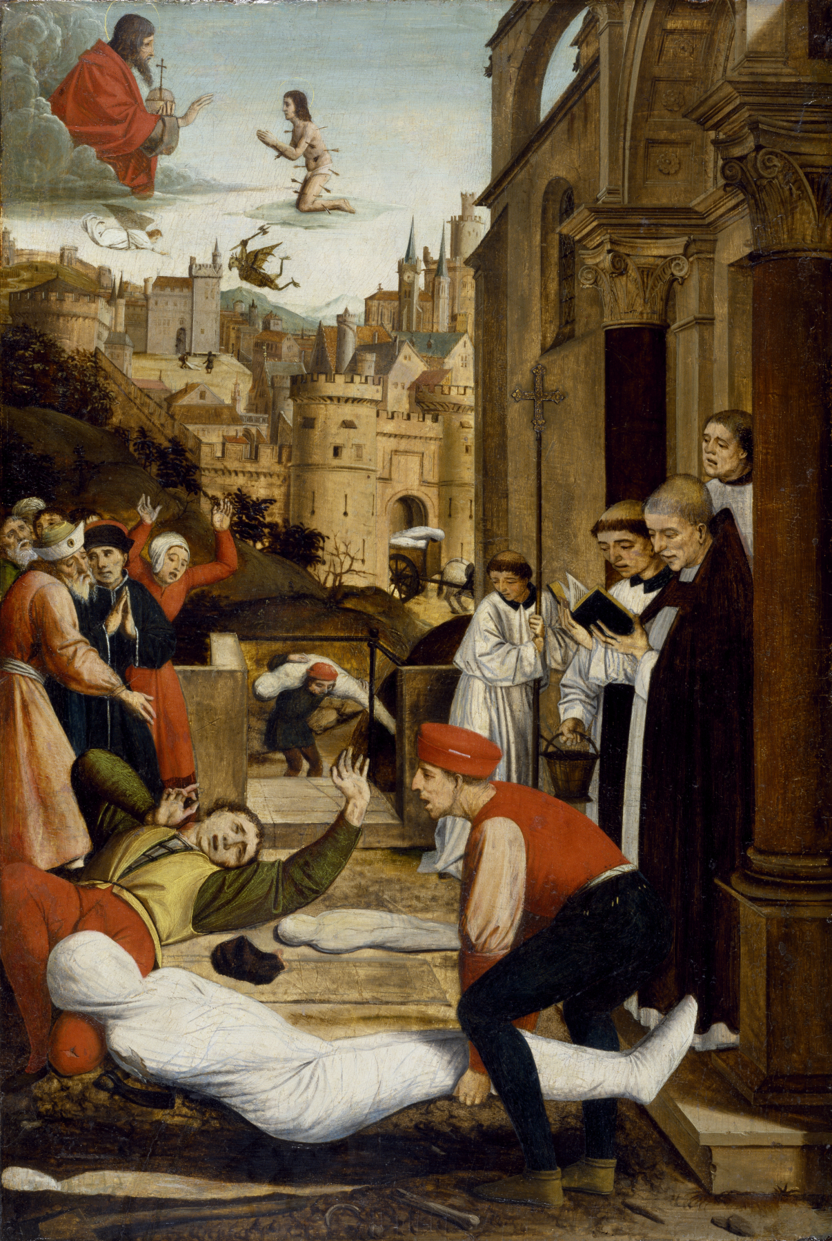 Josse Lieferinxe, Saint Sebastian Interceding for the Plague Stricken, 1497-1499.