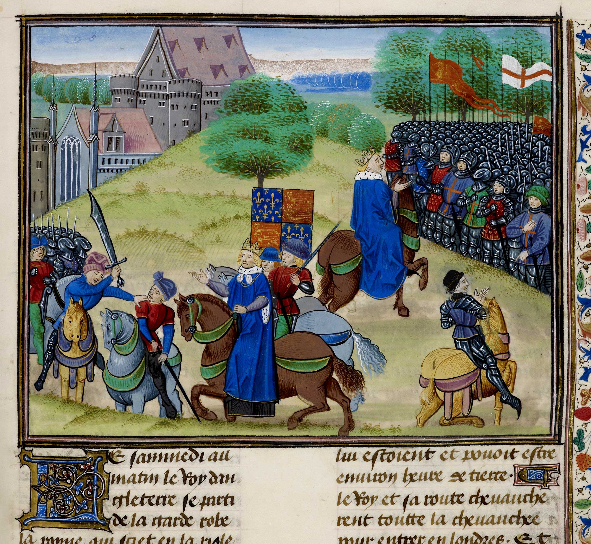 The death of Wat Tyler, illustrated in the Chronicles of Jean Froissart
