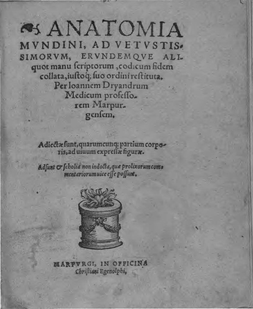 Frontispiece of Mondino de Luzzi's Anatomia, 1541